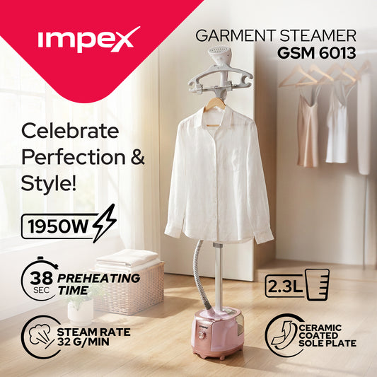Impex GSM-6013 Garment Steamer – 1950W Fast Heat, 70-Min Continuous Steam