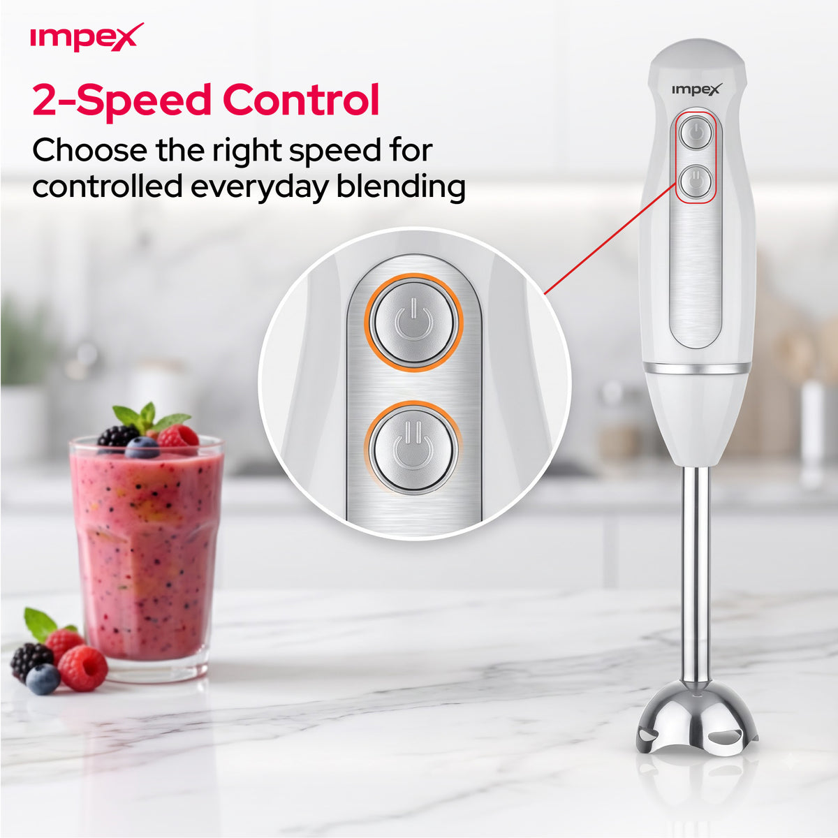 Impex HB3201 – 300W Hand Blender with 2-Speed Control & Overheat Protection
