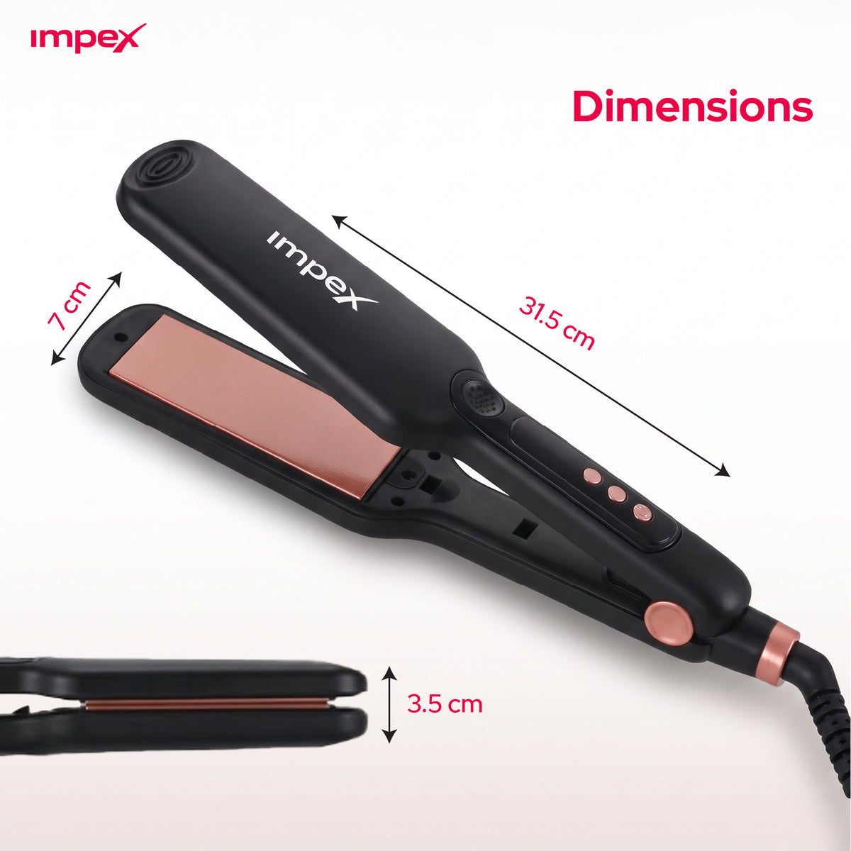 Impex HS306 – Wide Ceramic Plate Hair Straightener with Digital Temp Control