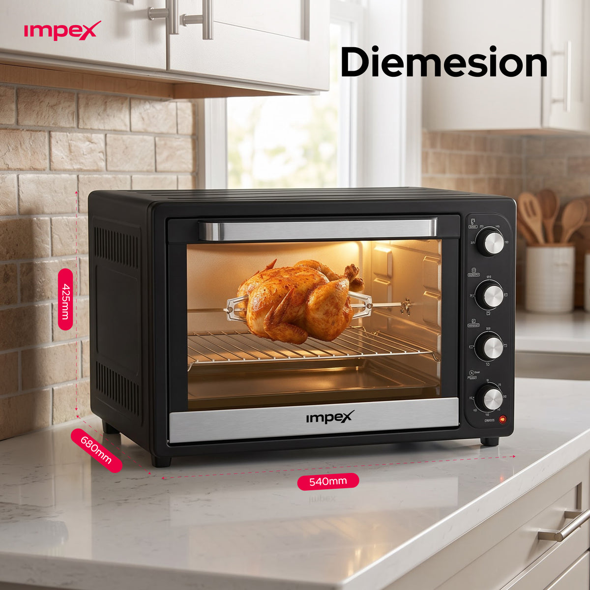 Impex 100L Electric Oven with Rotisserie & Convection (OV-2904)