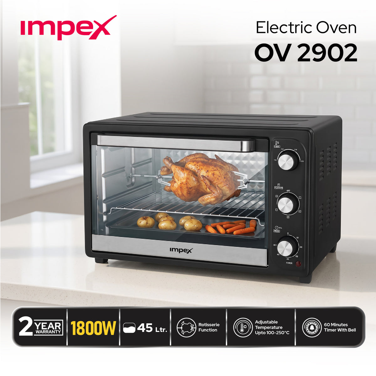 Impex 45L Electric Oven with Rotisserie (OV-2902)