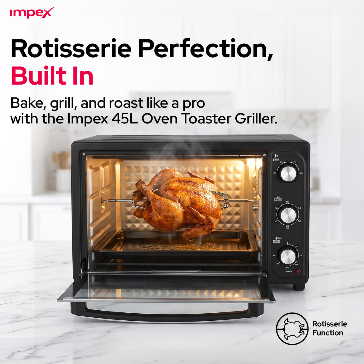 Impex 45L Electric Oven with Rotisserie (OV-2902)