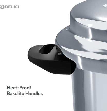 Delici Stainless Steel Pressure Cooker 5 Litre | Induction Base | Spring Safety Valve | SPC5E