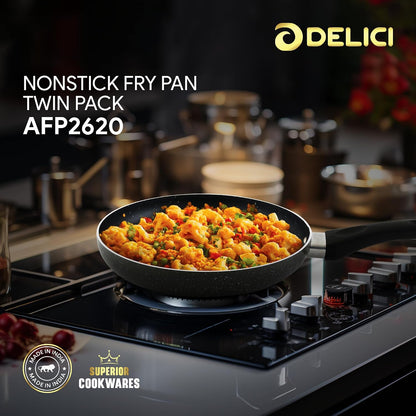 Delici Aluminium Non-Stick Fry Pan Combo Set 26CM + 20CM + Spatula | AFP2620