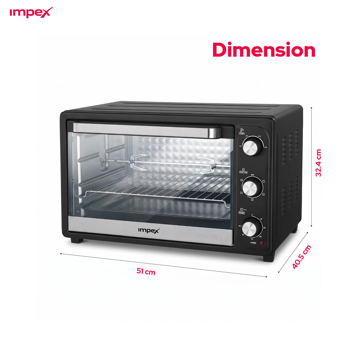 Impex 45L Electric Oven with Rotisserie (OV-2902)