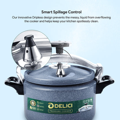 Delici Aluminium Granite Pressure Cooker 7Ltr Gray (DPC 7G)