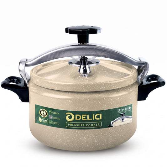 Delici Granite Aluminium Pressure Cooker 9 Litre | Beige | Safety Lock | 2-Year Warranty | DPC9B