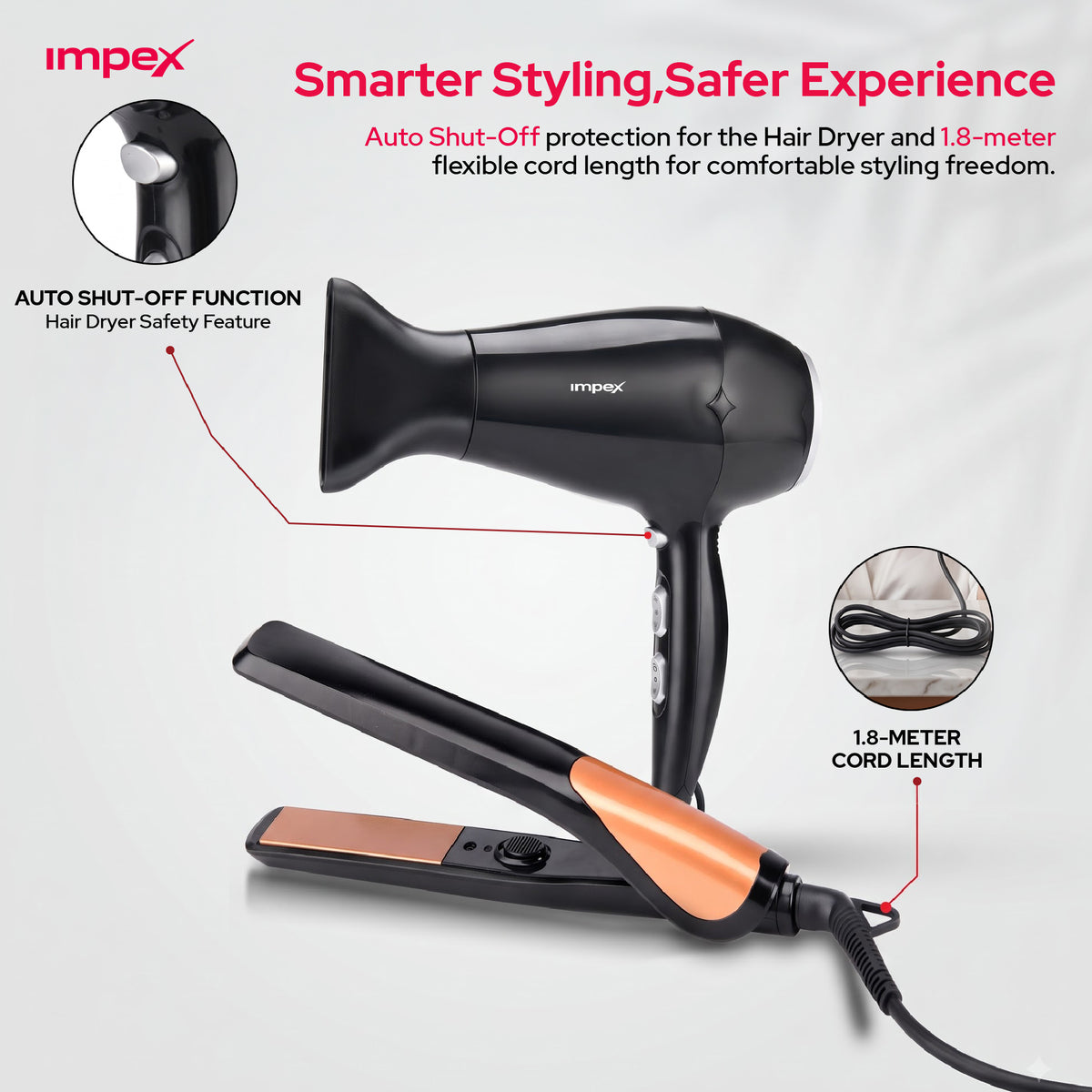 Impex HSK101 – Hair Dryer & Straightener Combo Hair Styler