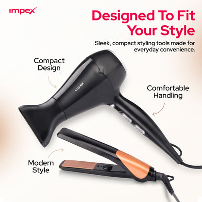 Impex HSK101 – Hair Dryer & Straightener Combo Hair Styler
