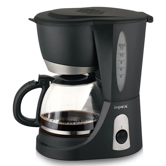 Impex CM1912 – 1.25L 12-Cup Drip Coffee Maker with Keep-Warm Plate & Anti-Drip