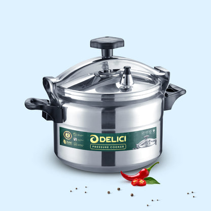 Delici Aluminium Pressure Cooker 15 Litre | Strong Base | Safety Lock | 2-Year Warranty | DPC15A