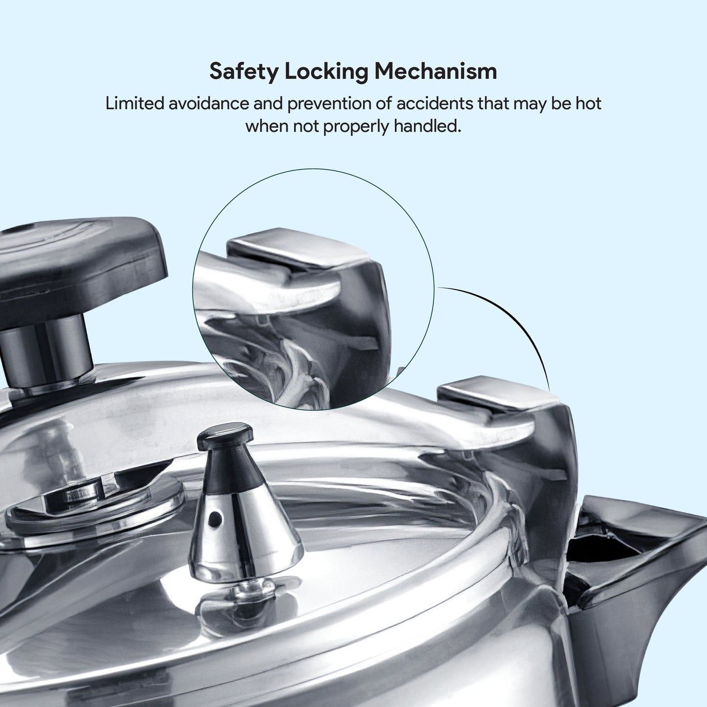 Delici Aluminium Pressure Cooker 15 Litre | Strong Base | Safety Lock | 2-Year Warranty | DPC15A