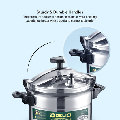 Delici Aluminium Pressure Cooker 15 Litre | Strong Base | Safety Lock | 2-Year Warranty | DPC15A