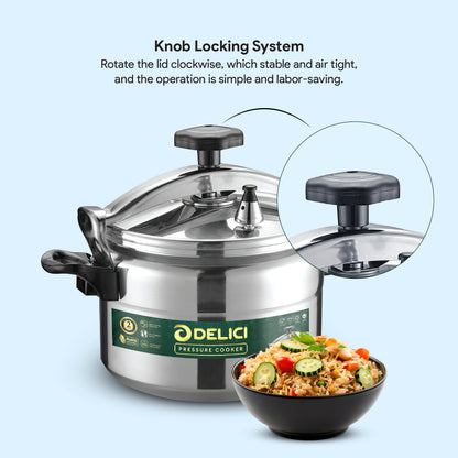 Delici Aluminium Pressure Cooker 15 Litre | Strong Base | Safety Lock | 2-Year Warranty | DPC15A