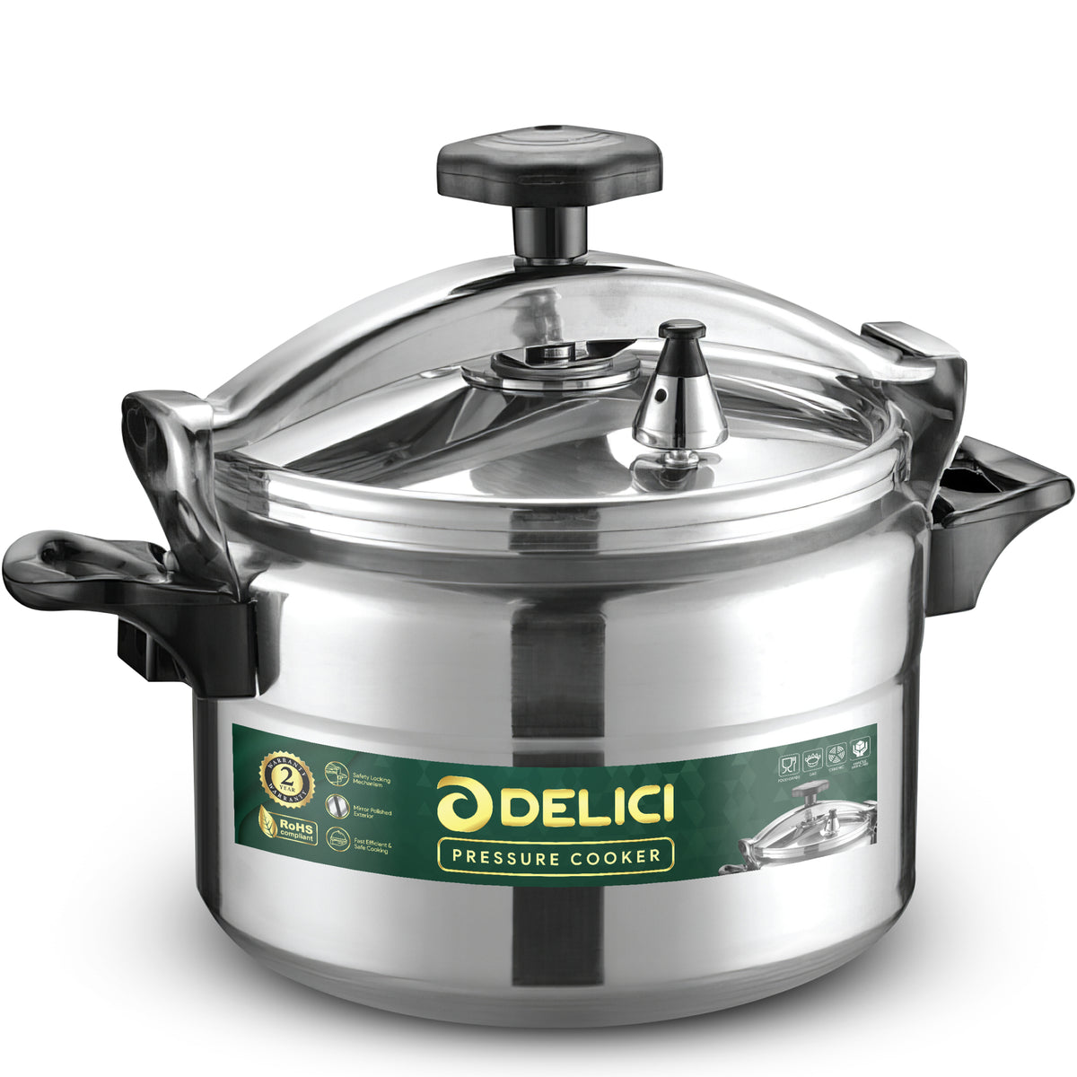 Delici Aluminium Pressure Cooker 7 Litre | Pressure Regulator | Safety Lock | 2-Year Warranty | DPC7A