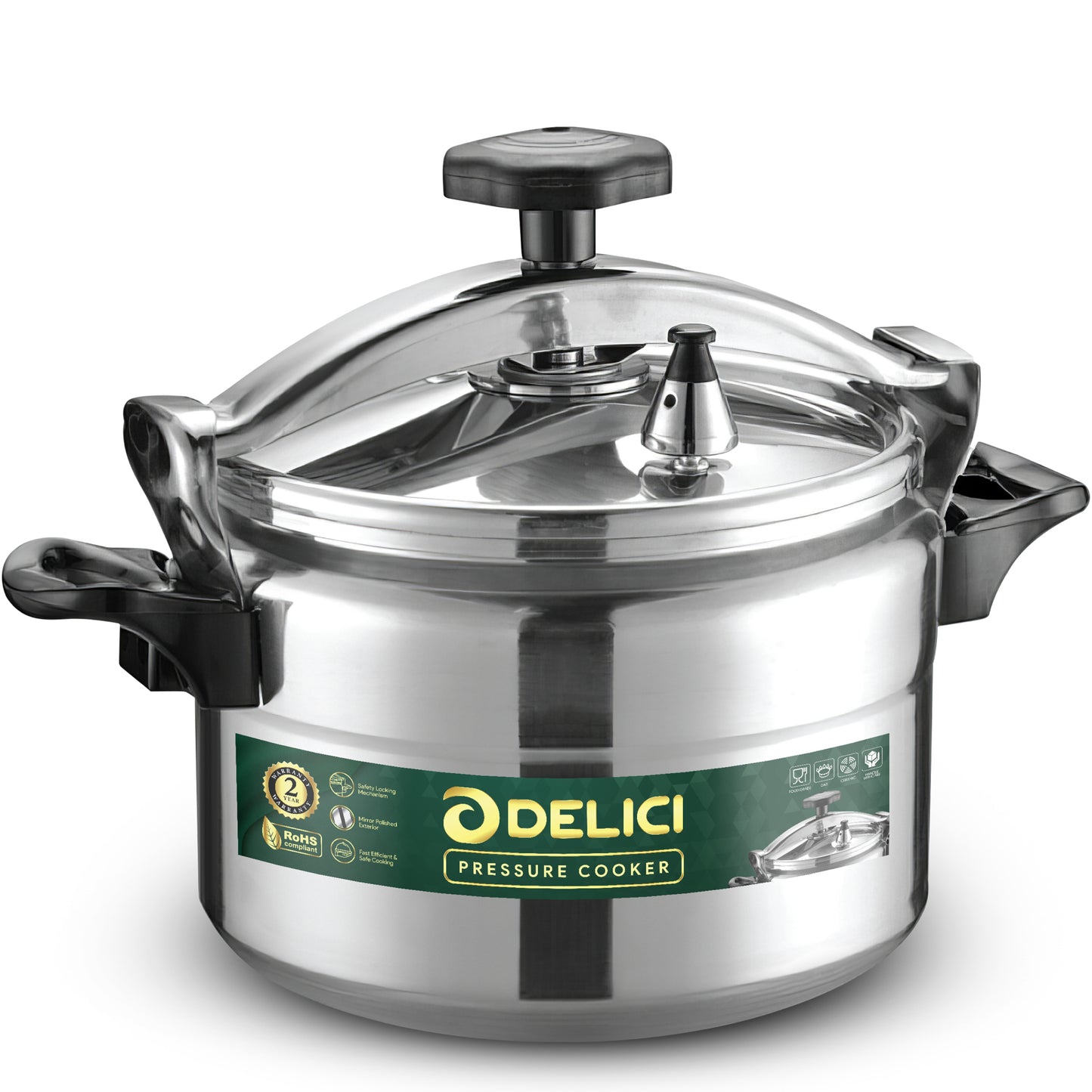Delici Aluminium Pressure Cooker 11 Litre | Pressure Regulator | Safety Lock | 2-Year Warranty | DPC11A