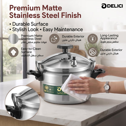 Delici Aluminium Pressure Cooker 11 Litre | Pressure Regulator | Safety Lock | 2-Year Warranty | DPC11A
