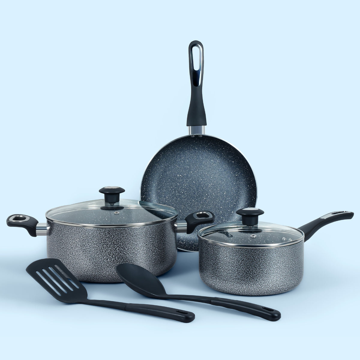 Delici Hammertone Non-Stick Cookware Set 7-Piece | 10X Tougher | PFOA-Free | ACS7HE