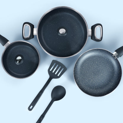 Delici Hammertone Non-Stick Cookware Set 7-Piece | 10X Tougher | PFOA-Free | ACS7HE
