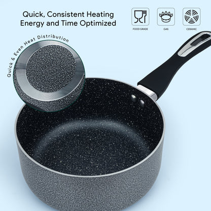 Delici Hammertone Non-Stick Cookware Set 7-Piece | 10X Tougher | PFOA-Free | ACS7HE
