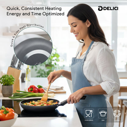 Delici 8-Piece Nonstick Cookware Set NCS8-G | PFOA-Free Aluminium Cookware