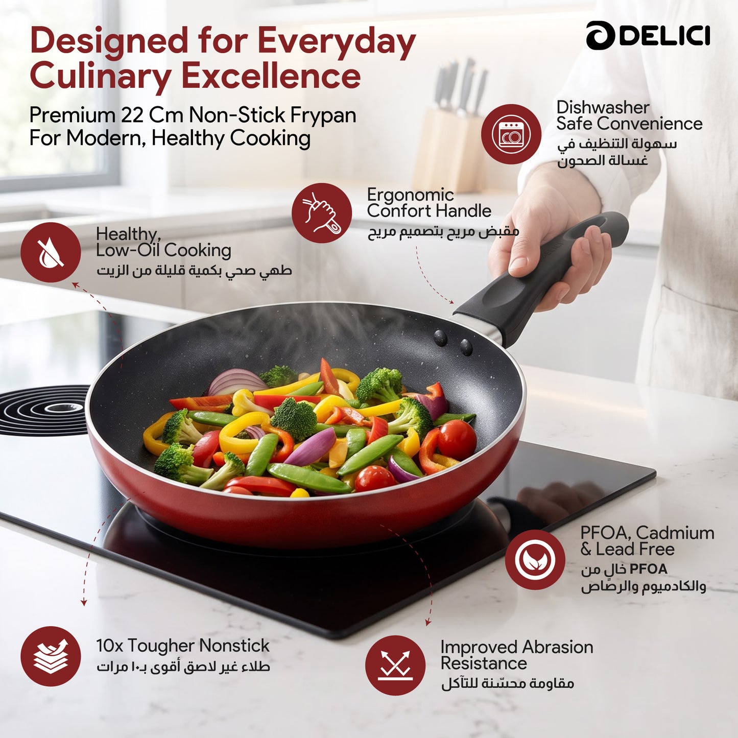 Delici Aluminium Fry Pan 22CM | High-Grade Non-Stick | AFP22ME
