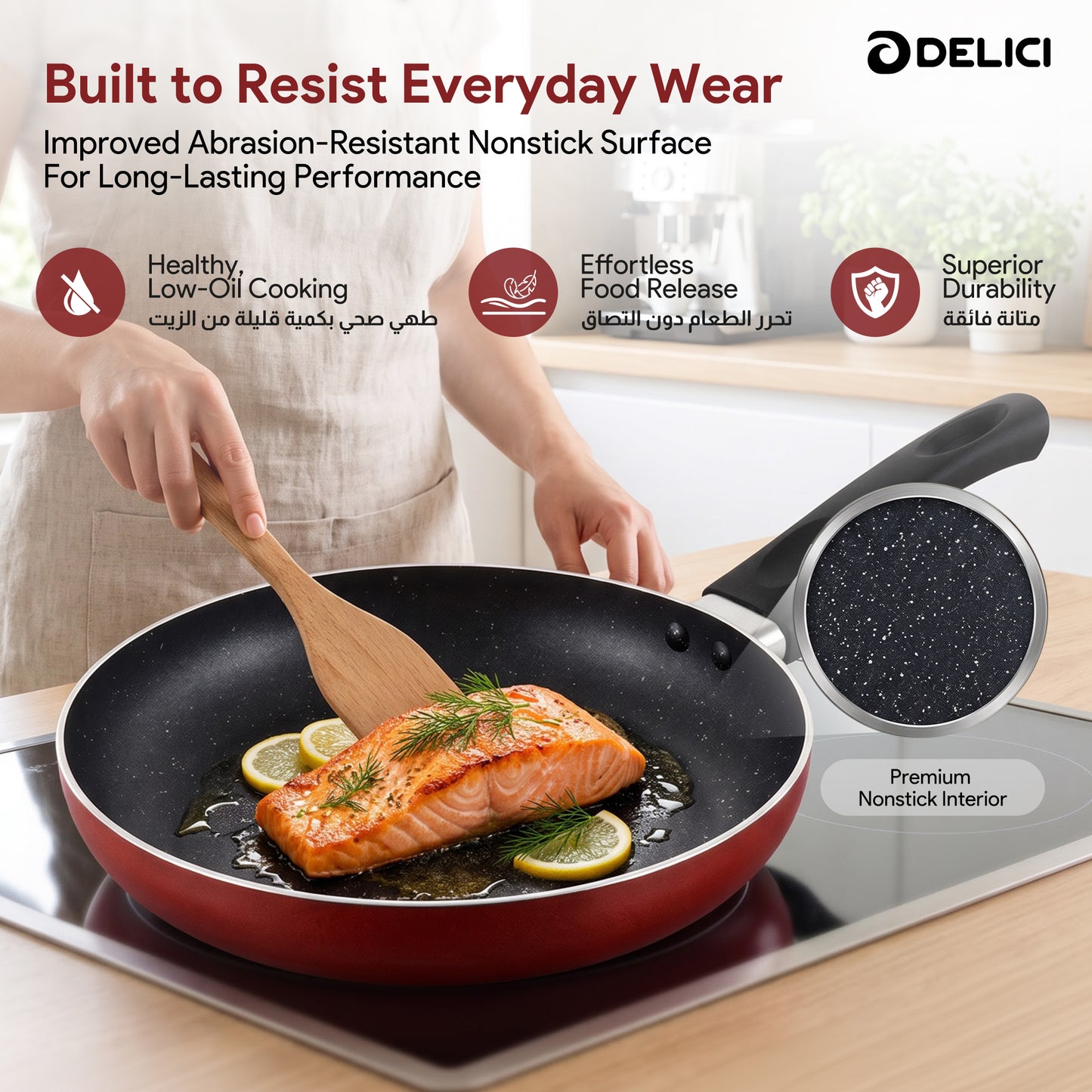 Delici Aluminium Fry Pan 22CM | High-Grade Non-Stick | AFP22ME