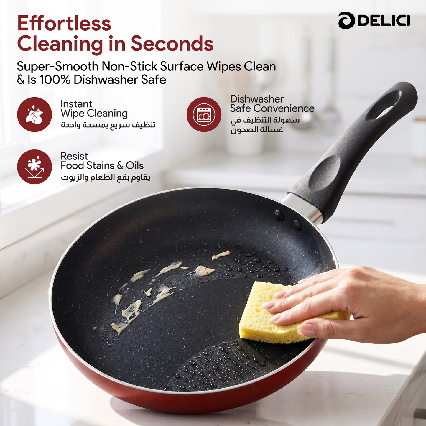 Delici Aluminium Fry Pan 22CM | High-Grade Non-Stick | AFP22ME
