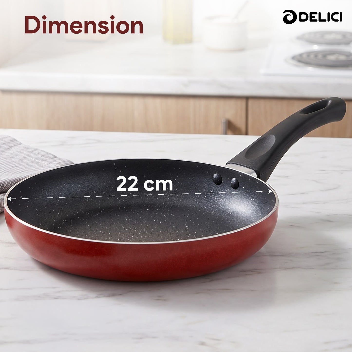 Delici Aluminium Fry Pan 22CM | High-Grade Non-Stick | AFP22ME