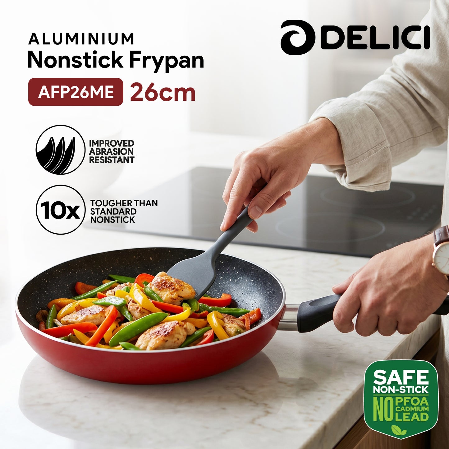 Delici Aluminium Fry Pan 26CM | High-Grade Non-Stick | AFP26ME