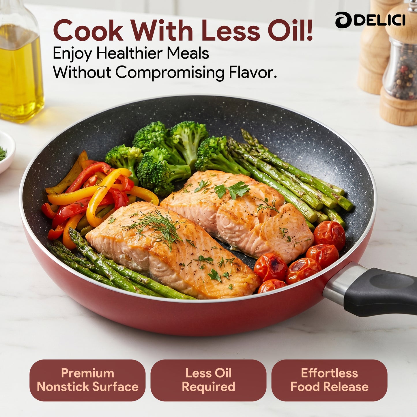 Delici Aluminium Fry Pan 26CM | High-Grade Non-Stick | AFP26ME