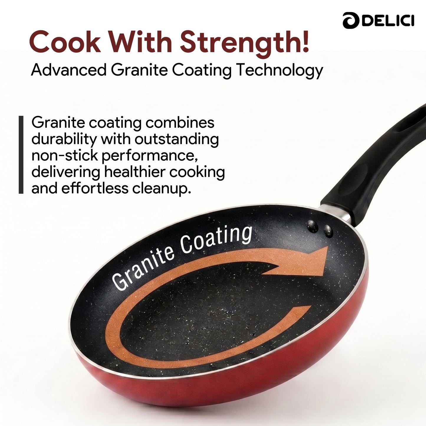 Delici Aluminium Fry Pan 26CM | High-Grade Non-Stick | AFP26ME