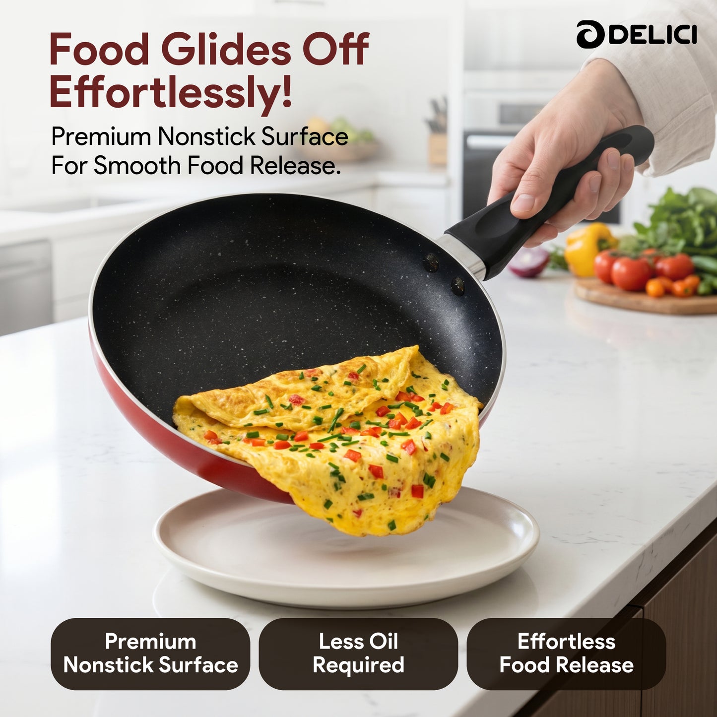 Delici Aluminium Fry Pan 26CM | High-Grade Non-Stick | AFP26ME