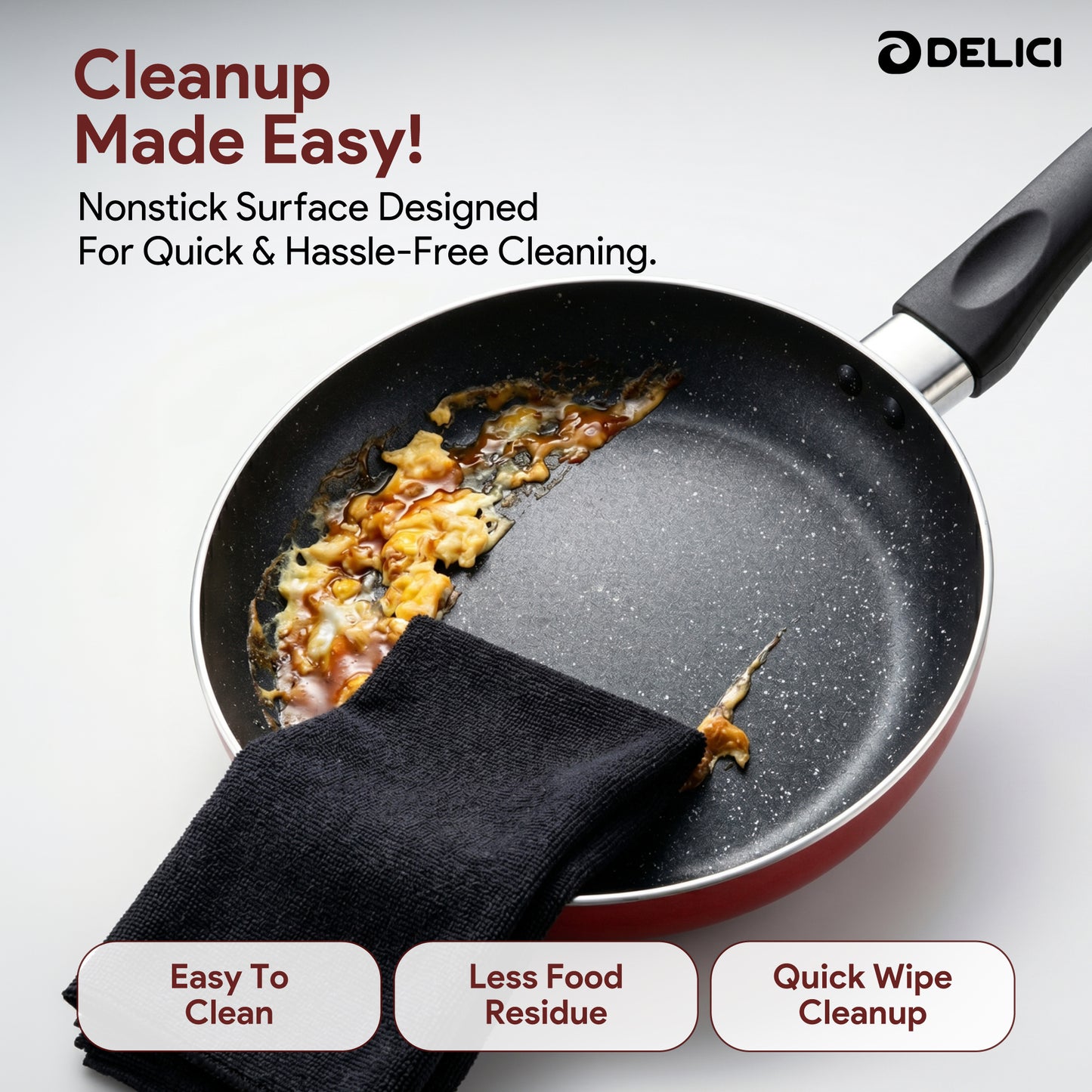 Delici Aluminium Fry Pan 26CM | High-Grade Non-Stick | AFP26ME