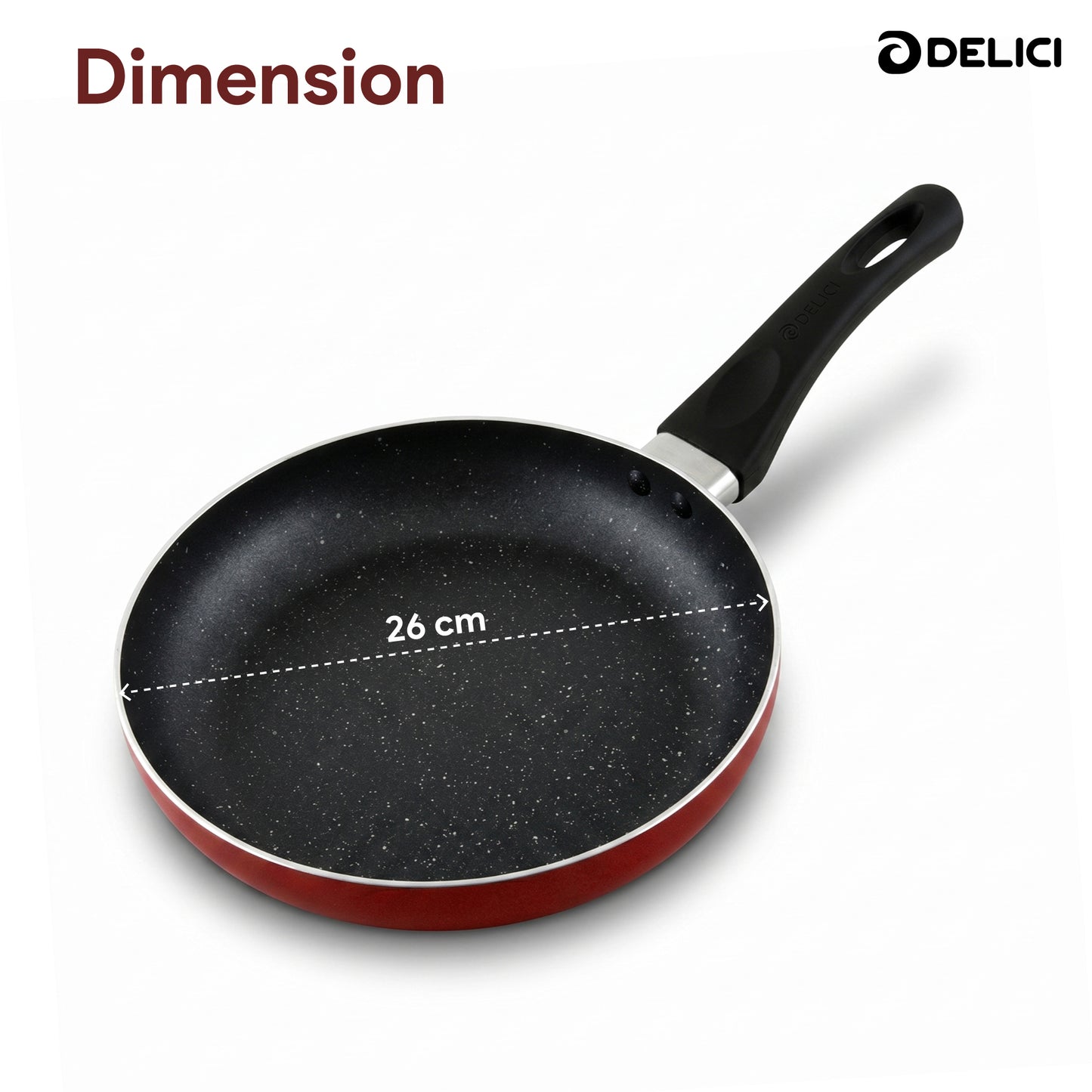 Delici Aluminium Fry Pan 26CM | High-Grade Non-Stick | AFP26ME