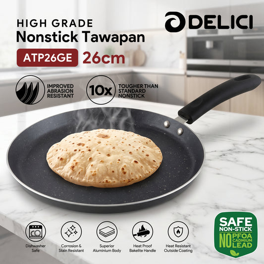 Delici Tawa Pan 26CM (ATP26GE) – Granite Gray Non-Stick | PFOA Free