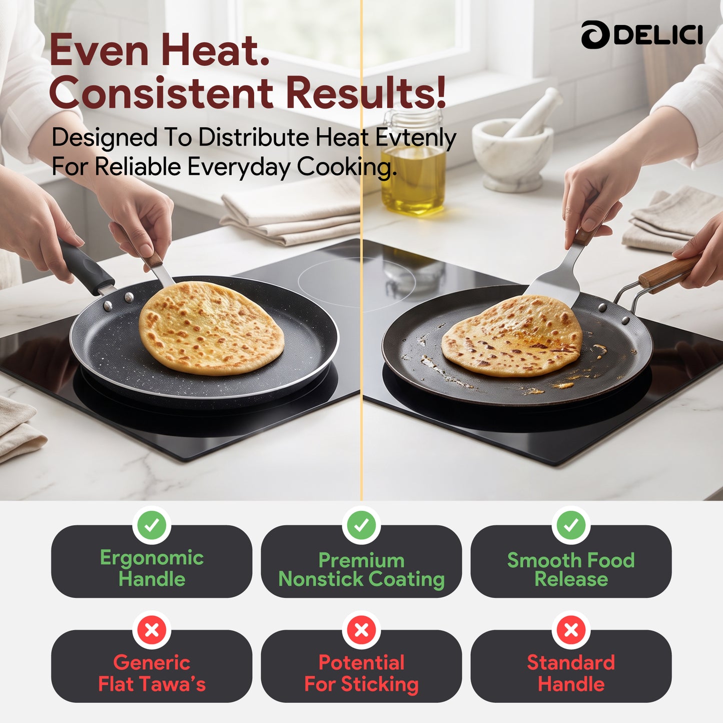 Delici Tawa Pan 26CM (ATP26GE) – Granite Gray Non-Stick | PFOA Free