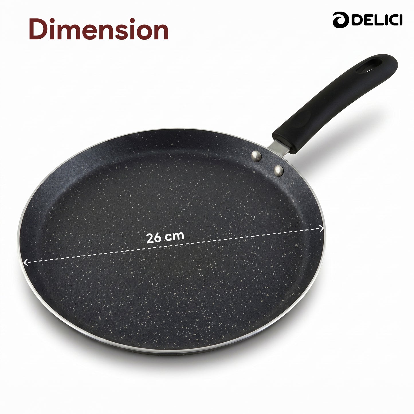 Delici Tawa Pan 26CM (ATP26GE) – Granite Gray Non-Stick | PFOA Free