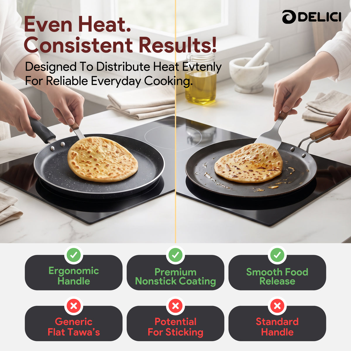 Delici Tawa Pan 28CM (ATP28GE) – Granite Gray Non-Stick | PFOA Free