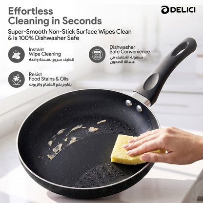 Delici Aluminium Fry Pan 26CM | Granite Gray Non-Stick | AFP26GE