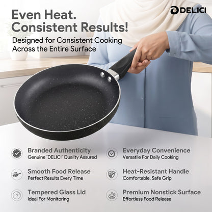 Delici Aluminium Fry Pan 26CM | Granite Gray Non-Stick | AFP26GE