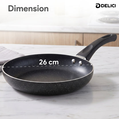 Delici Aluminium Fry Pan 26CM | Granite Gray Non-Stick | AFP26GE