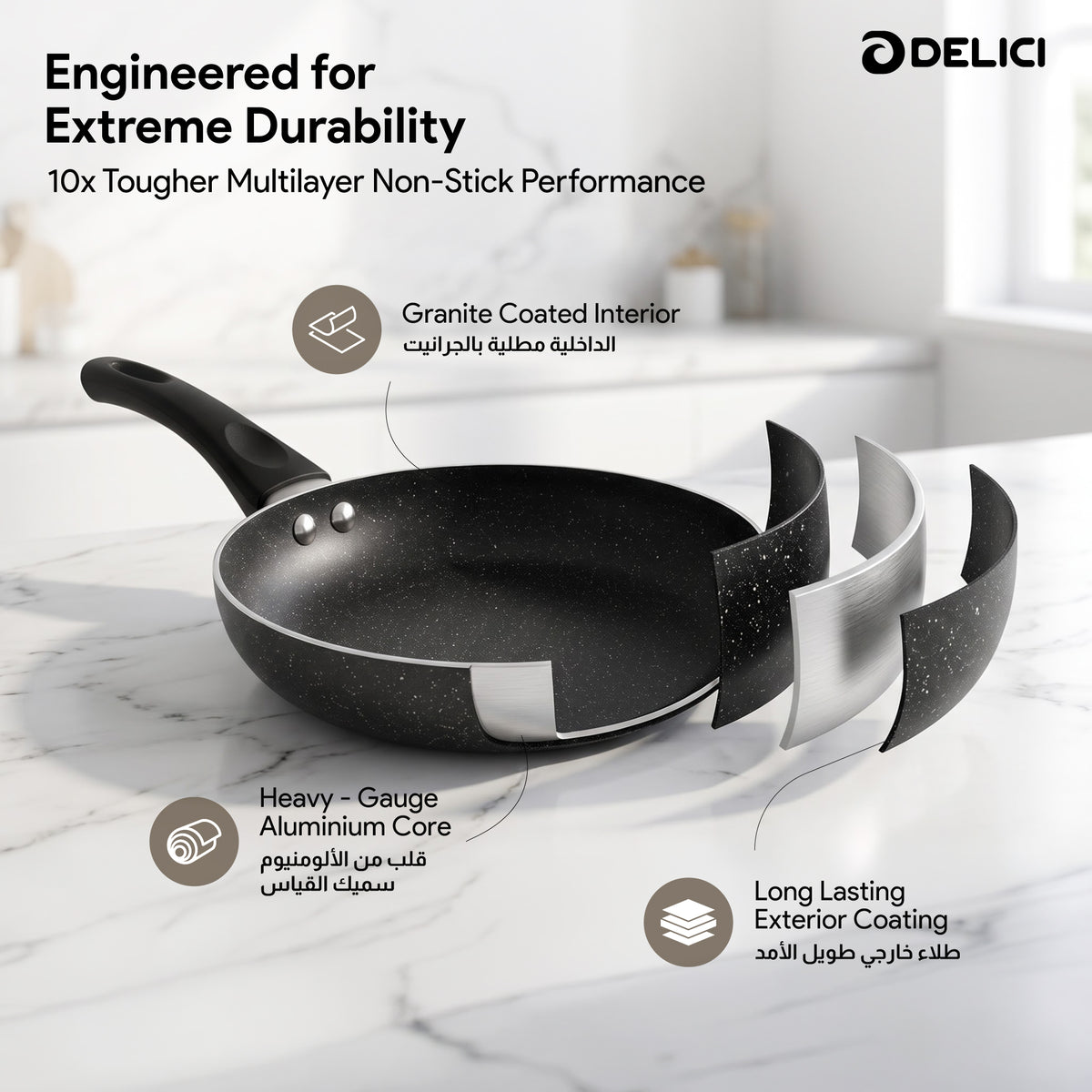 Delici Nonstick Fry Pan 20CM | PFOA-Free Aluminium Frying Pan (AFP20GE)
