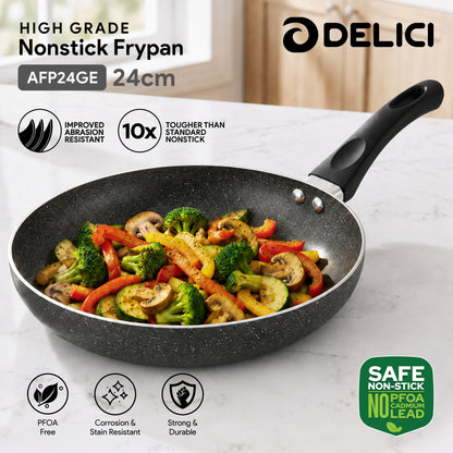 Delici Aluminium Fry Pan 24CM | Granite Gray Nonstick PFOA-Free (AFP24GE)