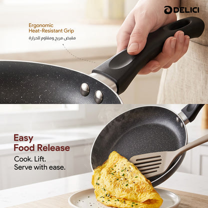 Delici Aluminium Fry Pan 24CM | Granite Gray Nonstick PFOA-Free (AFP24GE)