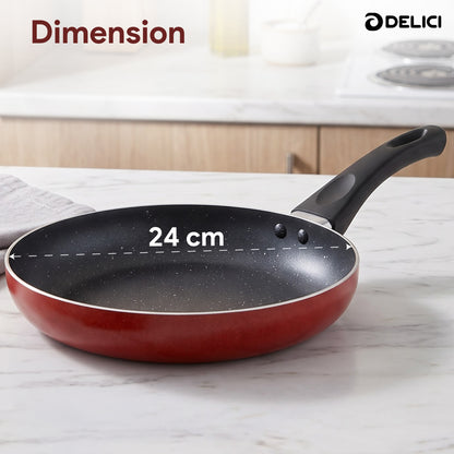 Delici Aluminium Fry Pan 24CM | High-Grade Non-Stick | AFP24ME