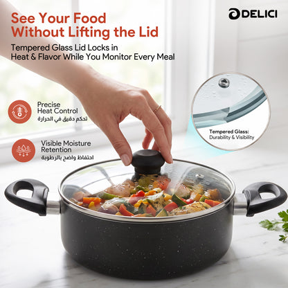 Delici Non-Stick Sauce Pan 24CM (ASP24GE) – Granite Gray | PFOA Free