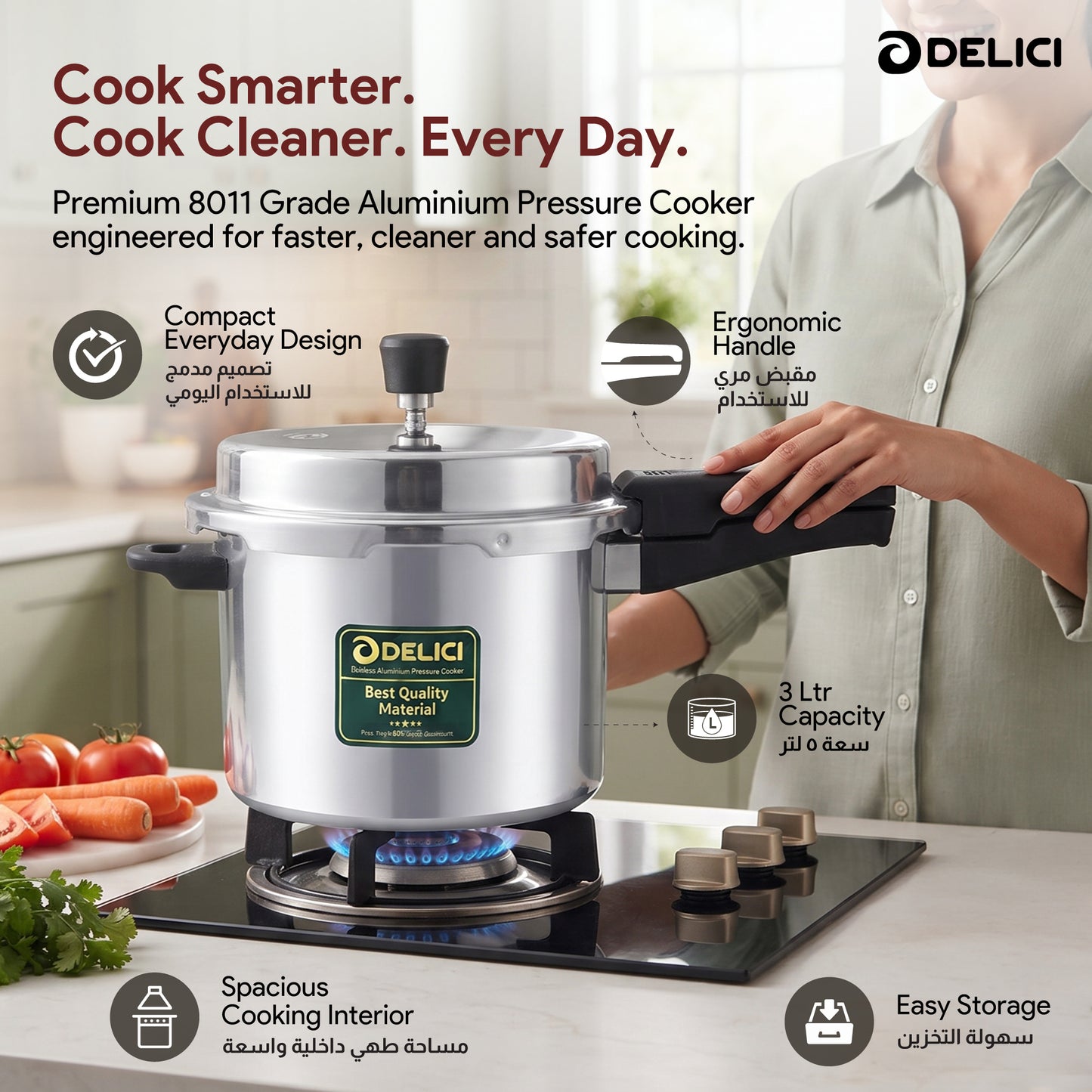 Delici Dripless NIB Pressure Cooker 5 Litre | Induction Base | Lead-Free Valve | ADPC5E