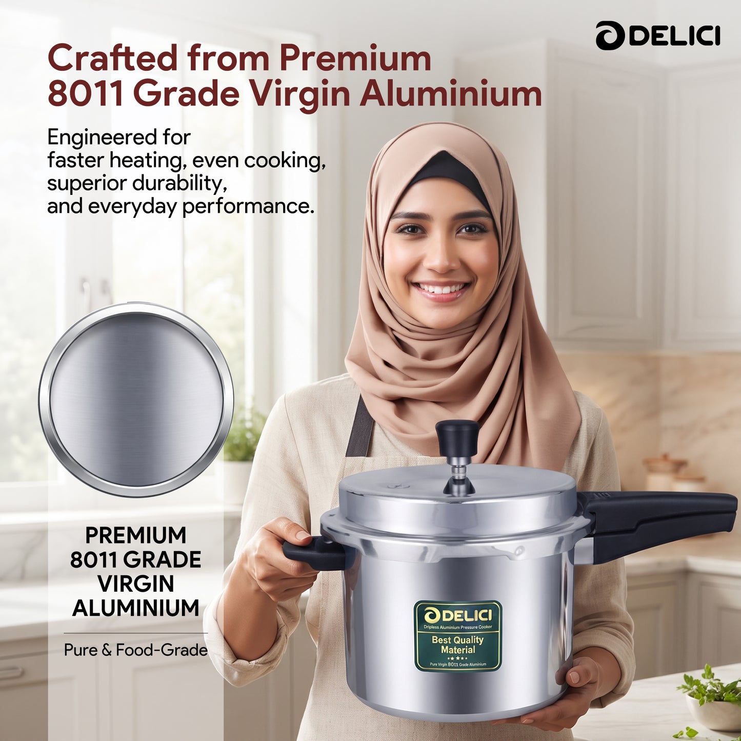 Delici Dripless NIB Pressure Cooker 5 Litre | Induction Base | Lead-Free Valve | ADPC5E