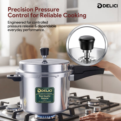 Delici Dripless NIB Pressure Cooker 5 Litre | Induction Base | Lead-Free Valve | ADPC5E